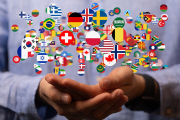 international counties flags - 3D realistic.