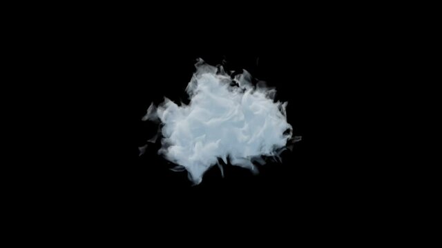 Transparent Abstract smoke  Cloud Seamless Loop With alpha 4k, smoke cloud Billowing isolated on black background with alpha, compositing element 