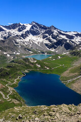 Laghi Agnel e Sera dalla strada per il Nivolet. Parco Nazionale del Gran Paradiso