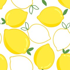 Lemon on a white background pattern seamless vector trend print for textile