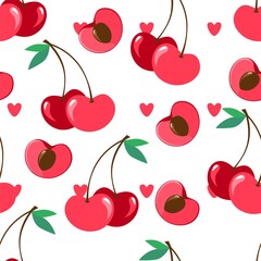 red cherry pattern seamless vector illustration print design for textiles