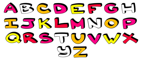 Alphabet lettering English capital isolated colorful letters