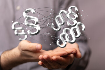 Lawyer and advocate on-line law services concept.
