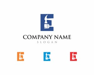 Fototapeta premium Letter E with Tools Logo Icon 001