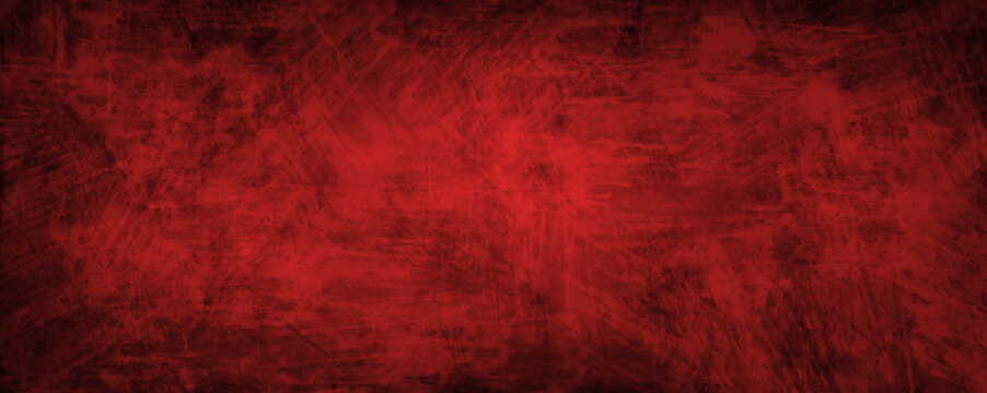 Red background with black grunge texture in old vintage dirty industrial design, grungy metal industrial material