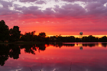 sunset on the lake in Minnesota
