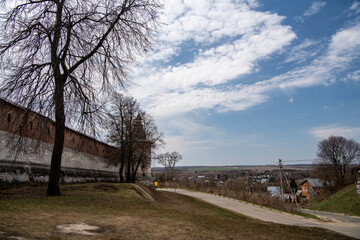 an old stone fortress-kremlin in the center of the city of Zaraysk 
