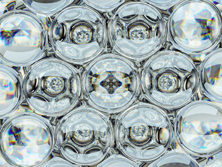 Diamond gemstone shine glass sphere bubbles pattern kaleidoscope background