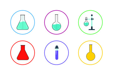 Colorful Medical Flask Icon Set