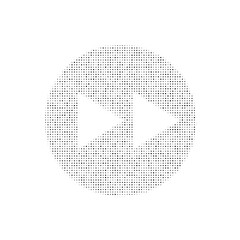 The fast forward symbol filled with black dots. Pointillism style. Vector illustration on white background