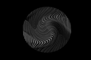 Monochrome circle with pattern / Abstract background, monochrome circle with pattern in front of black background.