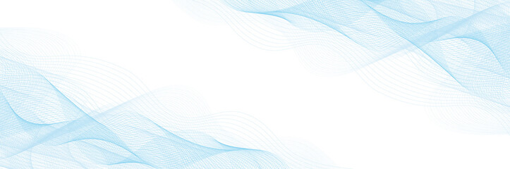 frame of abstract vector blue wave melody lines on white background	