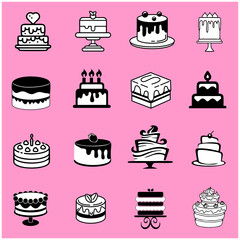 set of cakes in vector style