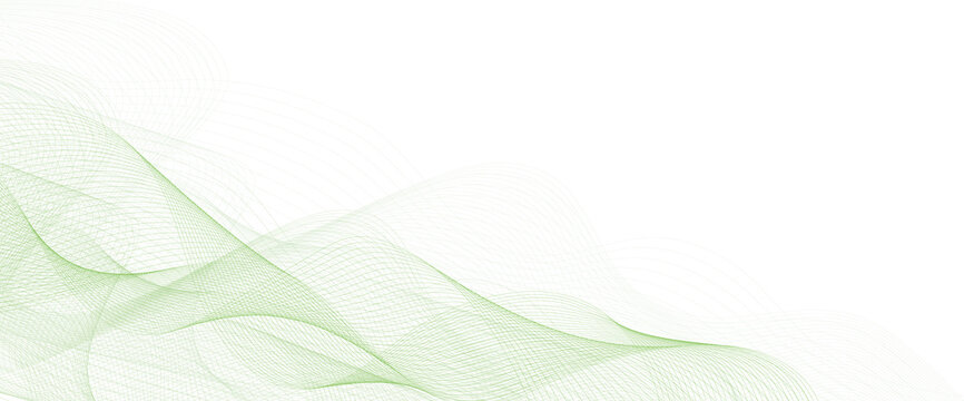 frame of abstract vector green wave melody lines on white background	