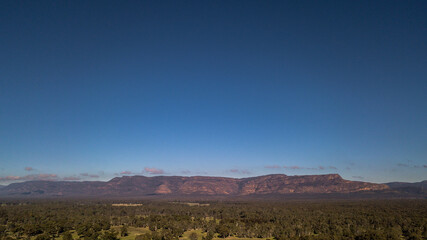 Aerial view of the Grampians Mountains, Halls Gap, Australia.