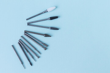 Manicure and pedicure tools with copy space. Close-up. Space for text