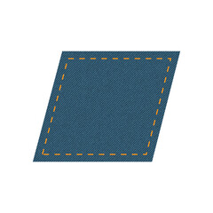 Blue denim design with parallelogram with stitcher. 