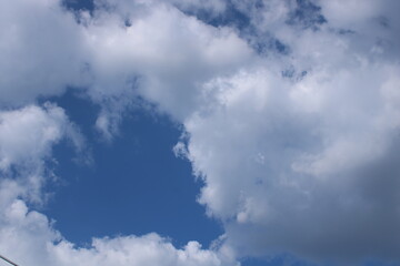 Clouds on a blue background with white clouds.