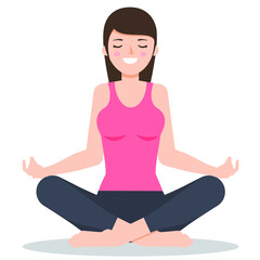 Beautiful girl practicing yoga on white background