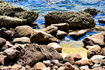 Rock textures on the shore in Cabo de Gata, Almeria