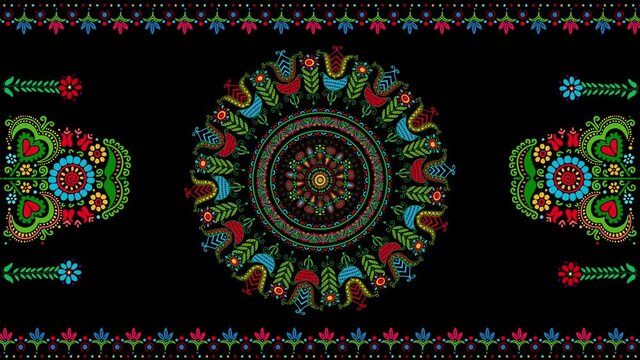 Hungarian embroidery inspired animation in colors, Matyo loop