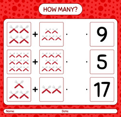 How many counting game with spoon and fork. worksheet for preschool kids, kids activity sheet, printable worksheet