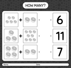 How many counting game with cap. worksheet for preschool kids, kids activity sheet, printable worksheet