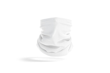 Blank white neck gaiter mockup, front view, no gravity