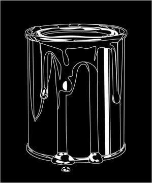 paint can white on black background
