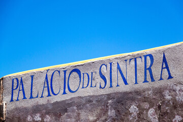 Sintra National Palace Palácio de Sintra blue sign text