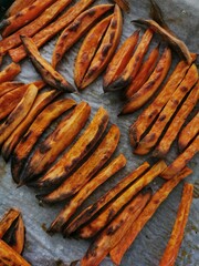 Sweet potato fries homemade roasted in the oven