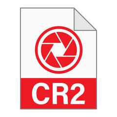 Modern flat design of CR2 file icon for web