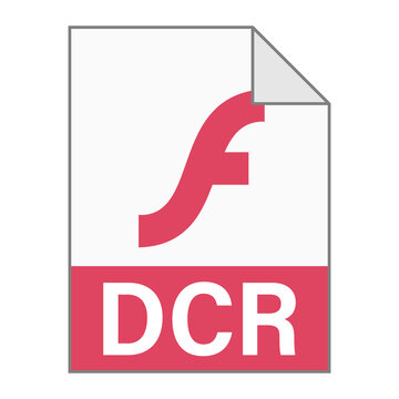 Modern flat design of DCR file icon for web