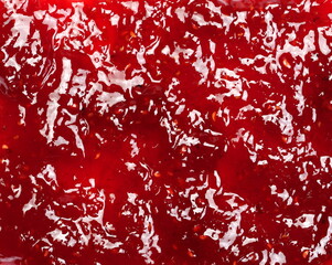 Strawberry jam, marmalade  background and texture, top view