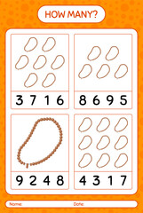 How many counting game with prayer beads. worksheet for preschool kids, kids activity sheet, printable worksheet