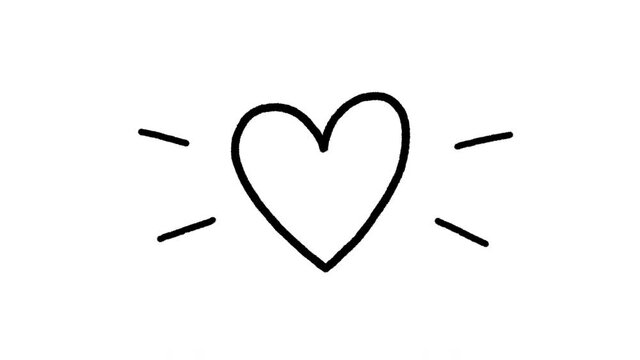 Hand drawn doodle heart with accent marks, stop motion animation on a white background 