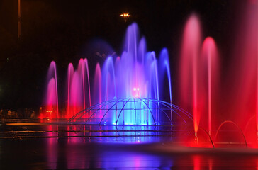 Colored fountain in Almaty. Kazakhstan
