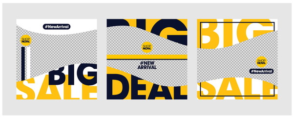 Sale minimalis square banner template. Editable background color with stripe line shape and photo college placement. Vector illustration for print, poster, social media post, and or web internet ads.
