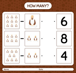 How many counting game with Arabian. worksheet for preschool kids, kids activity sheet, printable worksheet