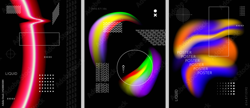 Canvas Prints vector illustration. abstract liquid colorful shapes collection isolated on black geometric backgrou
