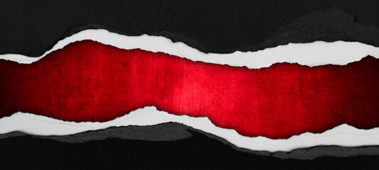 Ripped paper on red