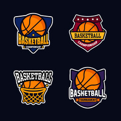 Illustration vector graphic set of Basketball logo. Logo emblems, badges and design elements. Design Template Inspiration. for t-shirt, team or championship