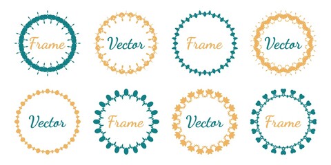 Collection of Round Decorative Border Frames. Vintage templates. Elements for wedding, holiday and greeting cards design. Vector illustration.