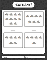 How many counting game with praying. worksheet for preschool kids, kids activity sheet, printable worksheet