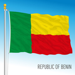 Benin official national flag, african country, vector illustration