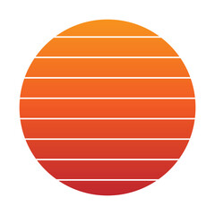 Retro sunset in the style of the 80s-90s. Abstract gradient background. Red and orange colors. Design template for logo, badges, banners, prints. Vector illustration on isolated white background