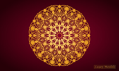 Golden luxury mandala art for the element of invitation. Party ornament. vintage decorate element.