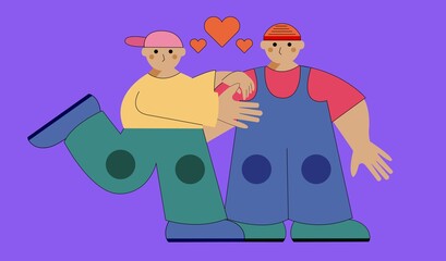 Pareja de amigos LGTBQ compartiendo un momento de amistad