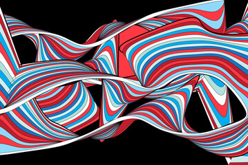 Multicolored vector striped waves