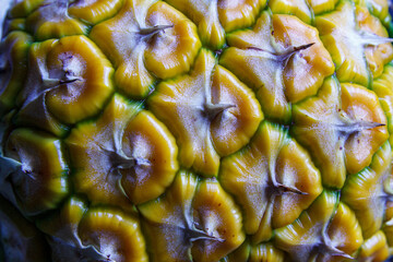 Closeup texture of a ripe pineapple skin
